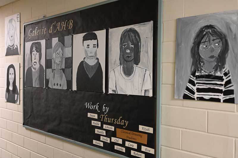 Art class work at progressive school.