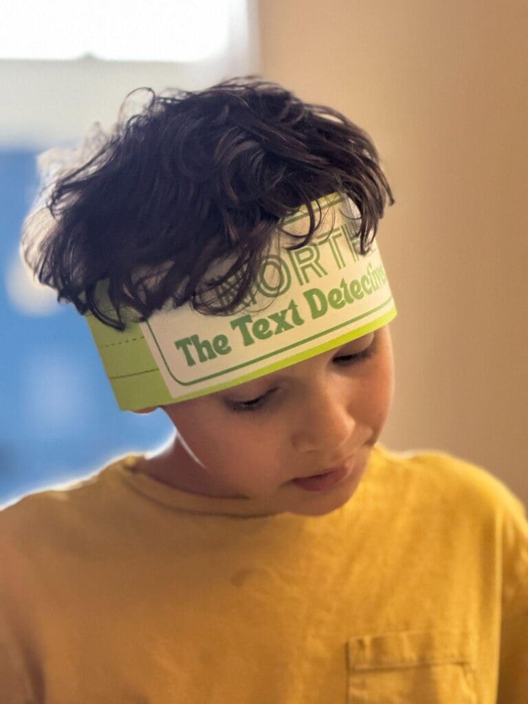 Middle school student wears head band at micro school in Austin.