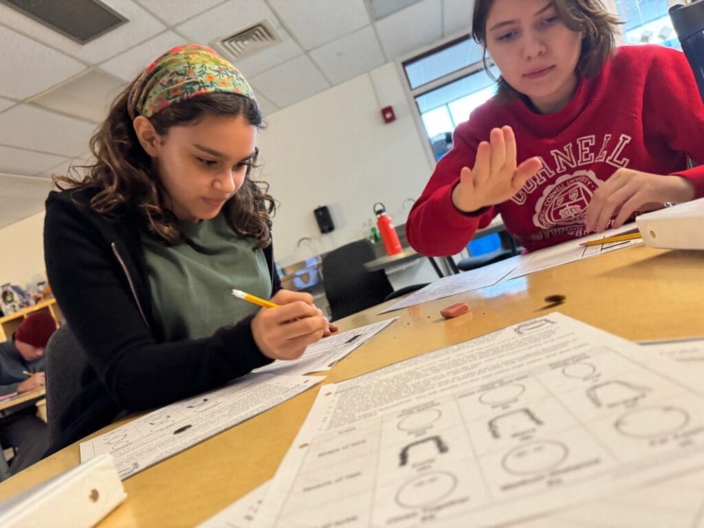 Middle school students study together at private school in Austin.